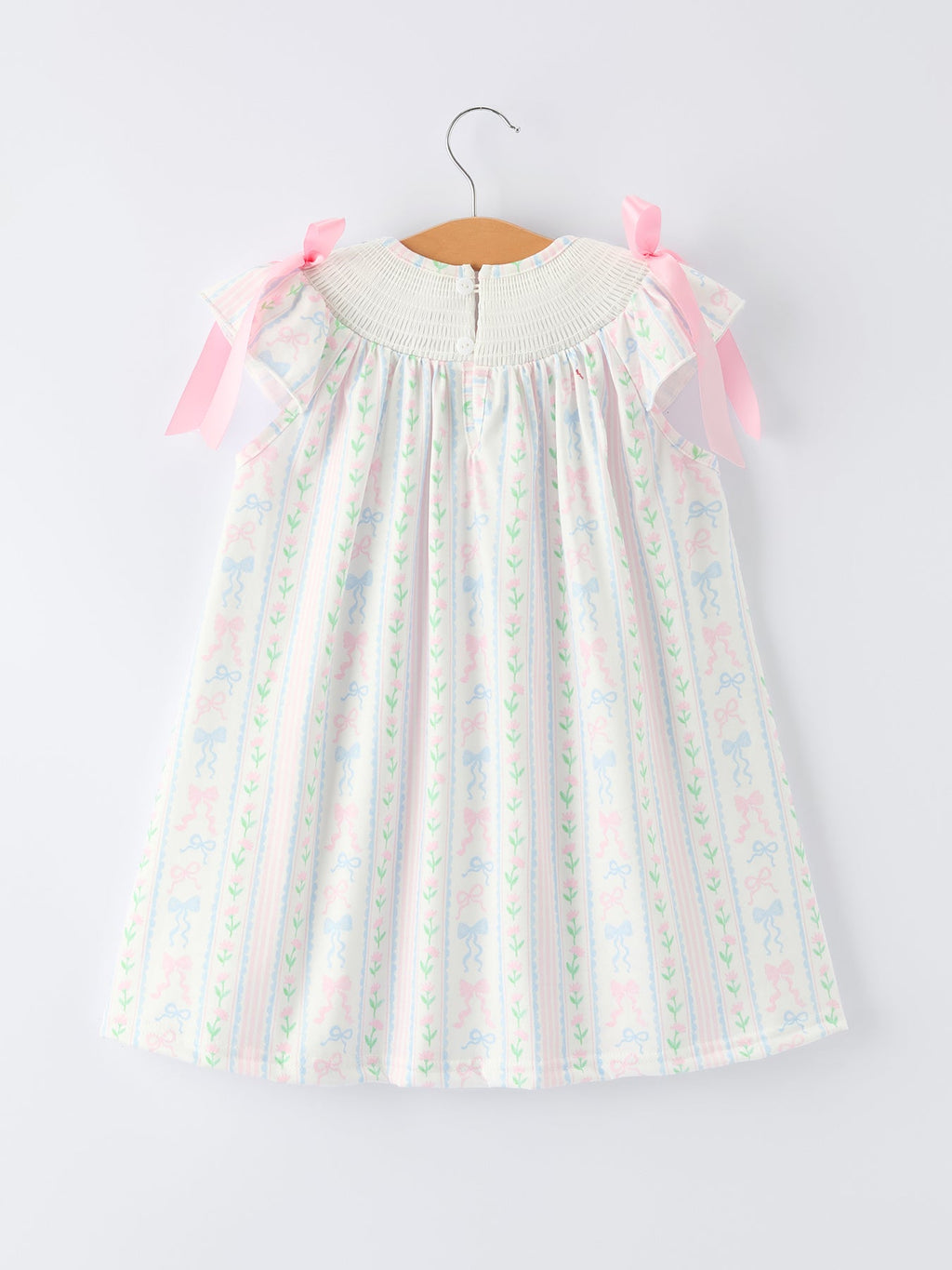 Girl Bow Stripe Smocked Dress