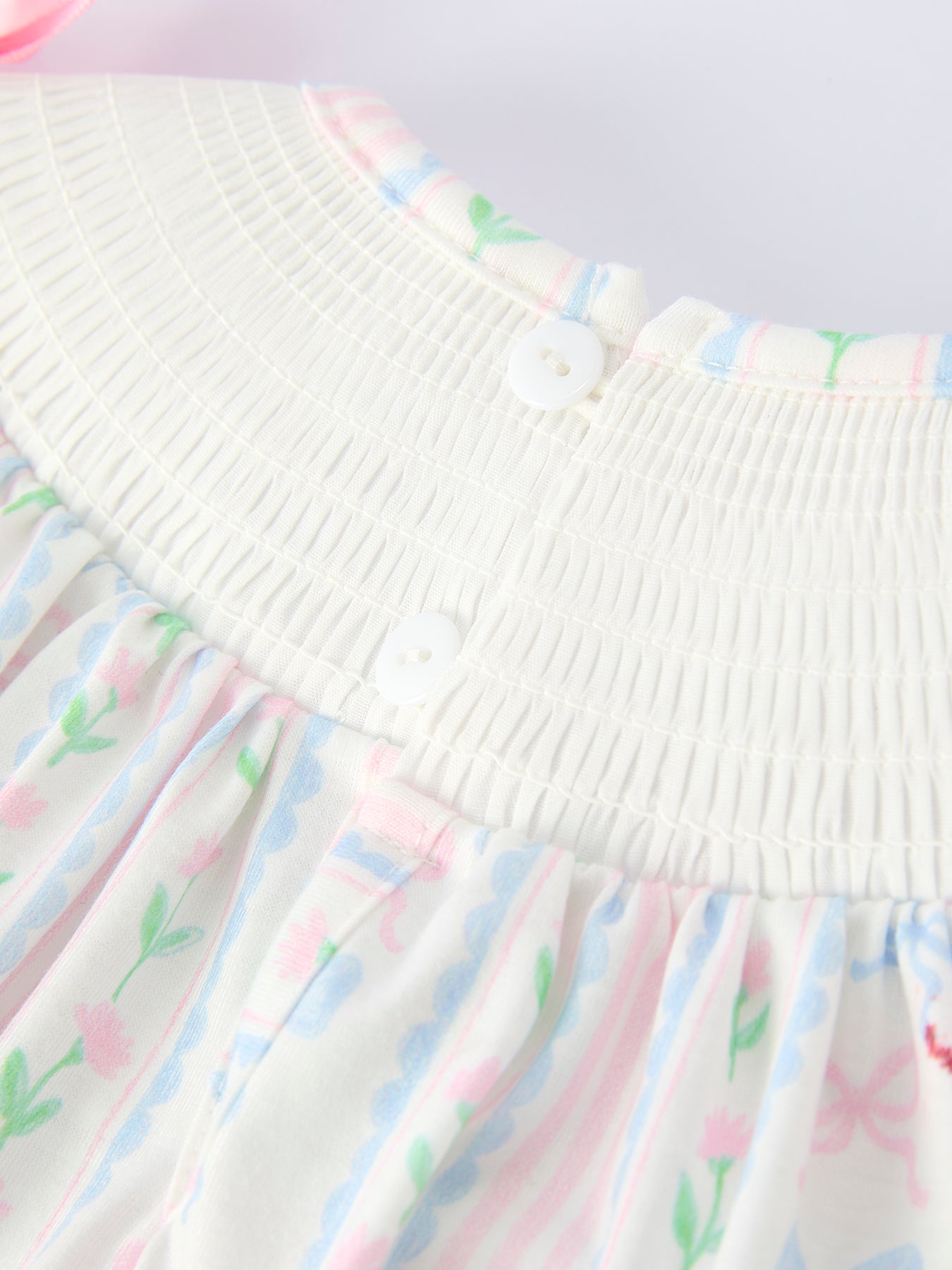 Girl Bow Stripe Smocked Dress