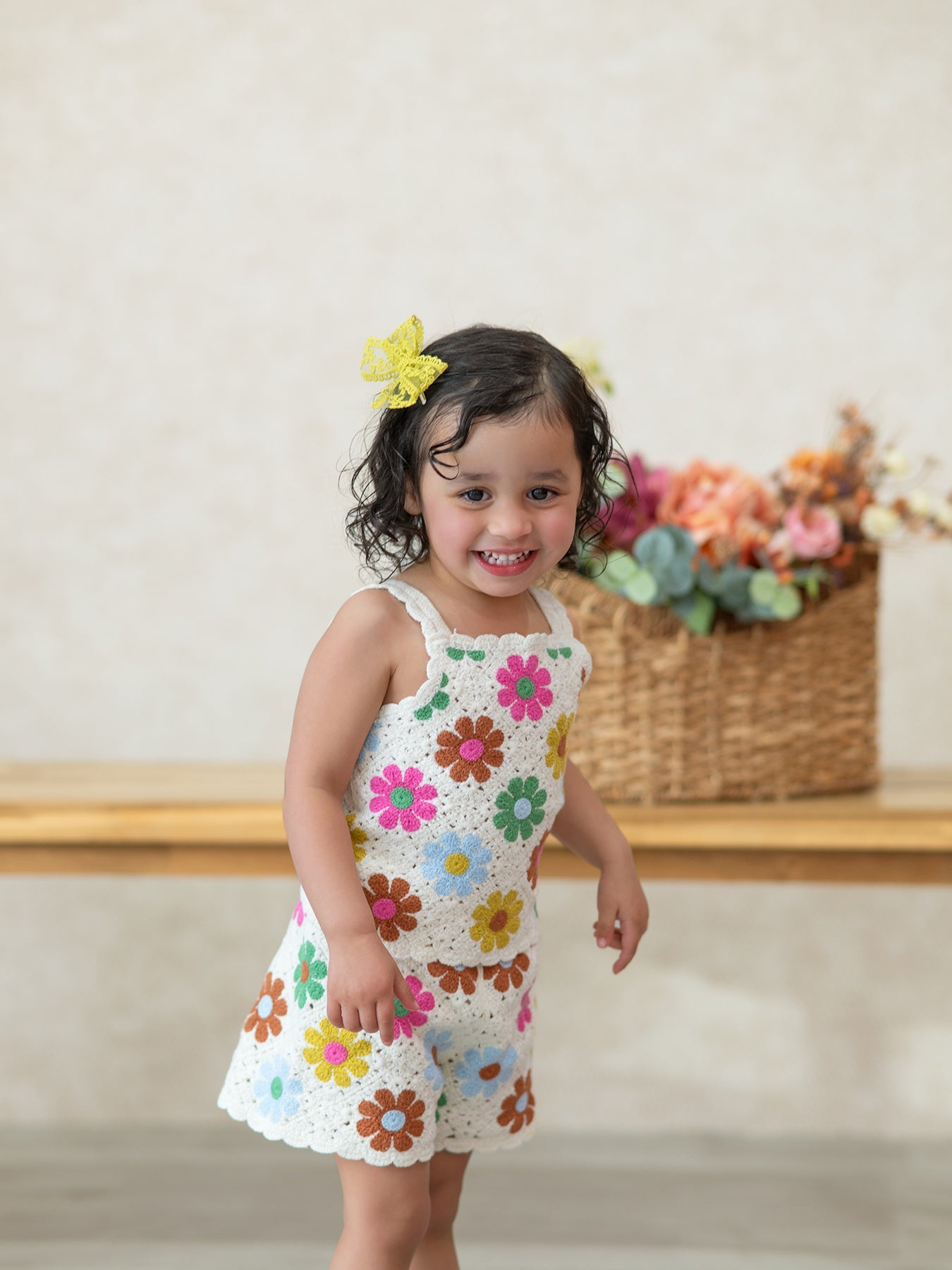 Summer Crochet Floral Girl Set